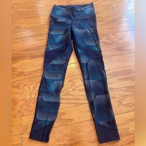 Athleta Hi Rise Navy Blue Patterned Leggings Womens Size XXS